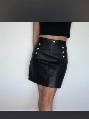 Leather mini skirt